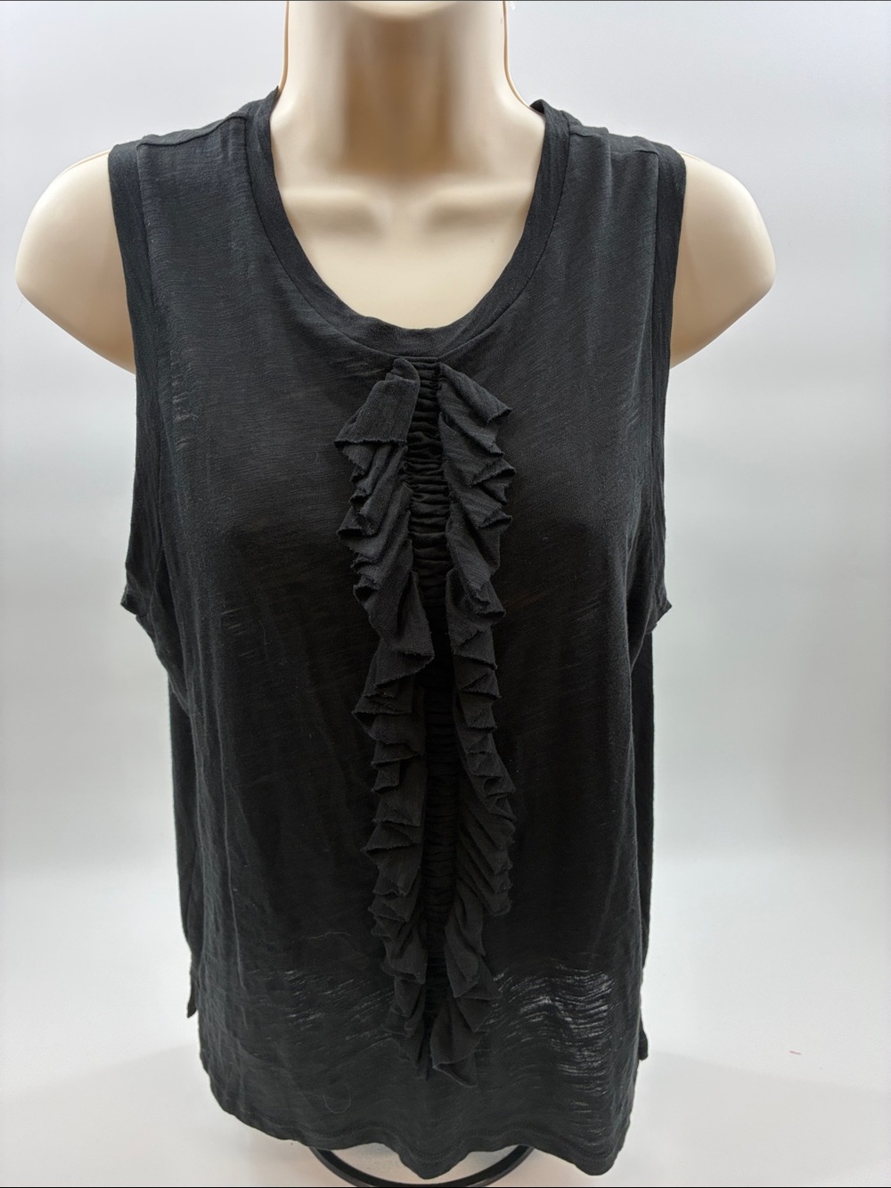 Goldie Black Sleeveless Ruffle-Front Tank